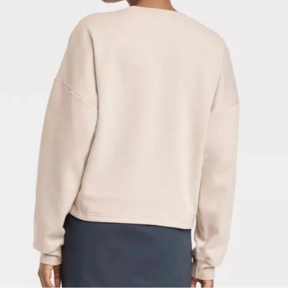 Disney Graphic Crop Sweatshirt Minnie & Micky Mouse Tan/Pink Small - Picture 2 of 7